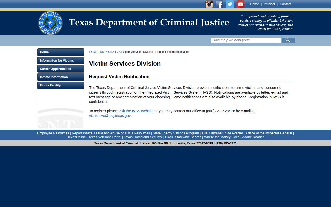 San Saba County parole release notification registration